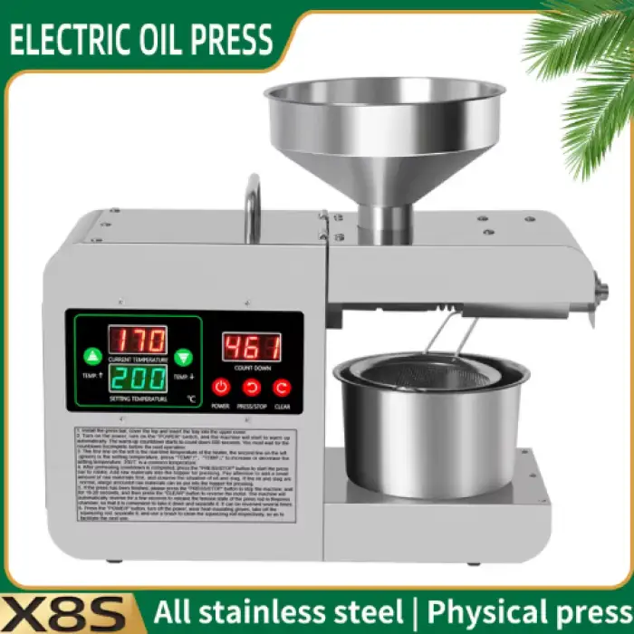 X8S Oil Press Machine 820W Compact and Reliable for Home Use