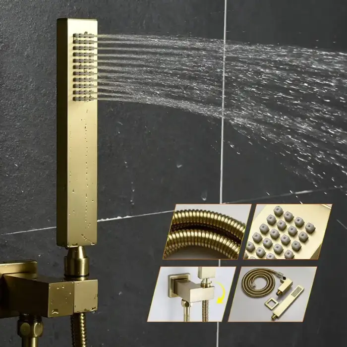 LED Shower Set with Diverter – Chrome and Brushed Gold