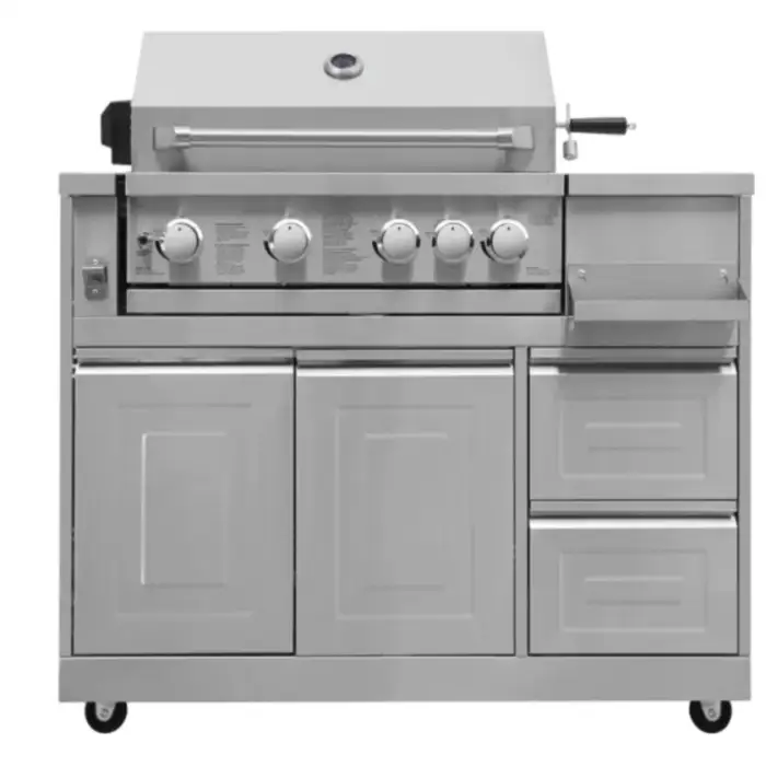 Stainless Steel 4-Burner Natural Gas Grill with Rotisserie Kit