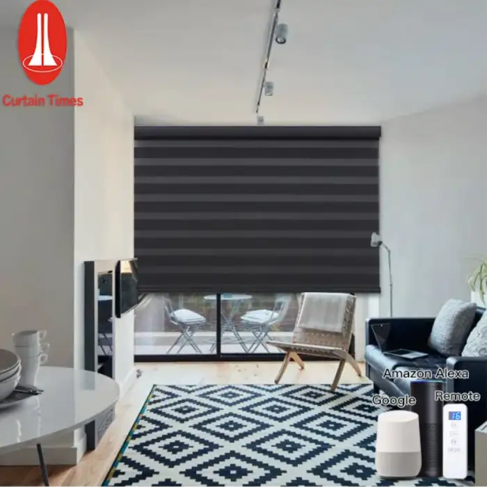 Day and Night Office Smart Wifi Shades Custom Double Electric Curtain Fabric Motorized Blinds