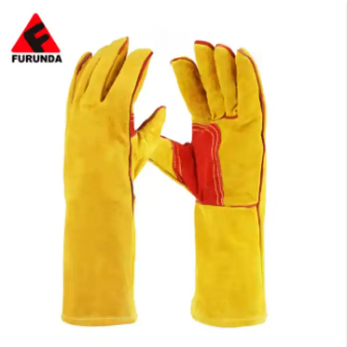 Hide Split Leather working gloves Long Cuff Welding Heat Protective Resistant Safety Glove For BBQ Welding 1400 units