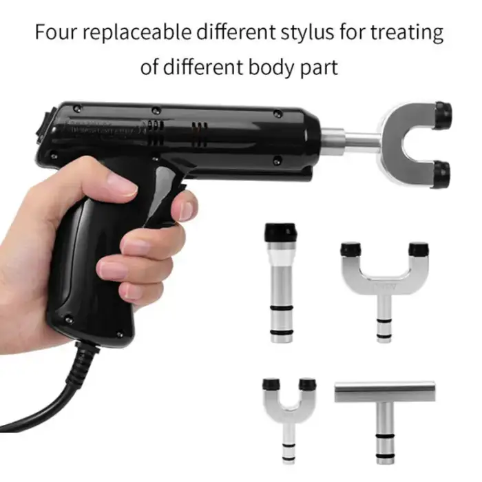 Spine Electric Massage Gun Back Micro-Current Pulse Cervical Massage Correction Tool Bit Manual Back Activator with Four Probes