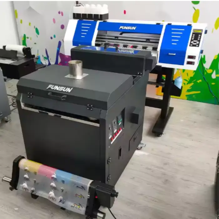 Funsun FS-600 Tshirt Canvas Printing Machine PET Film DTF Printer 60cm with Shaking Powder Machine and Double DX6 Heads