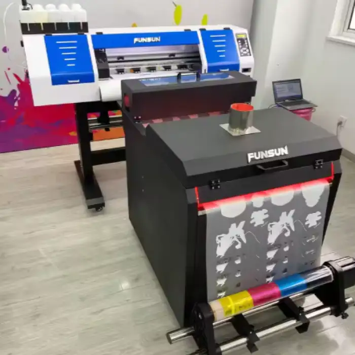 Funsun FS-600 Tshirt Canvas Printing Machine PET Film DTF Printer 60cm with Shaking Powder Machine and Double DX6 Heads