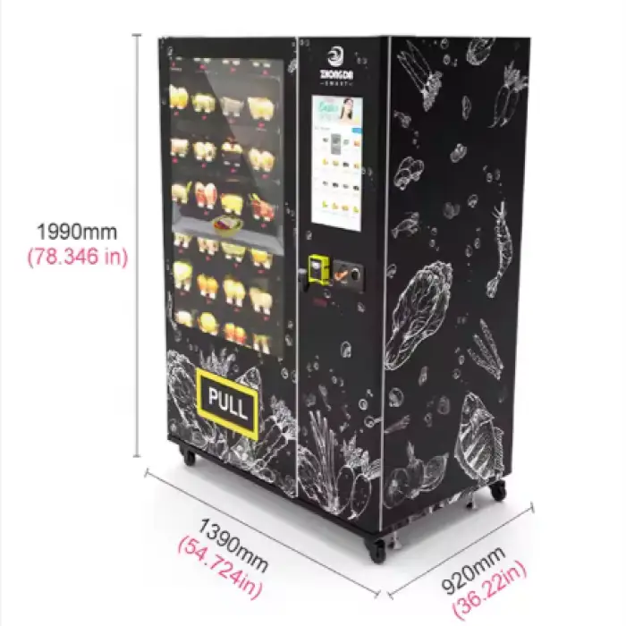 Customized Smart 21.5 Inch Large Touch Screen Healthy Food Vending Machine For Food Shop