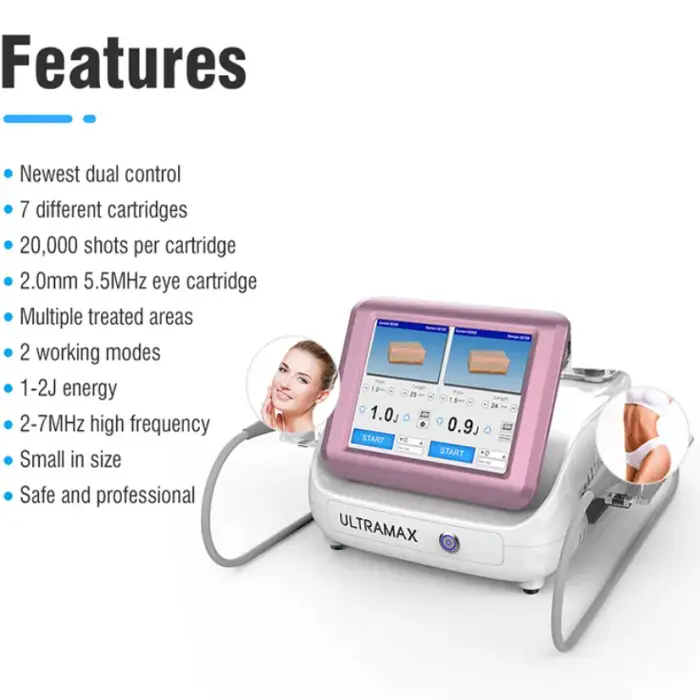 Portable Pink Dual-System HIF 7D Facial Y Corporal Face Lifting HIF 7D Facial and Body Machine