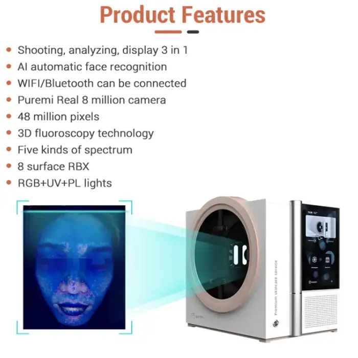 Professional Salon Use Digital Skin Analyzer Automatic Portable Screen Facial Skin Analyzer Machine