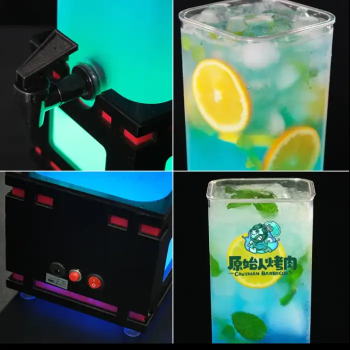 Customize Logo Portable 2L 3L Lighted Beer Tower Dispenser Party Lighted Beer Whiskey Glass Drink Dispenser