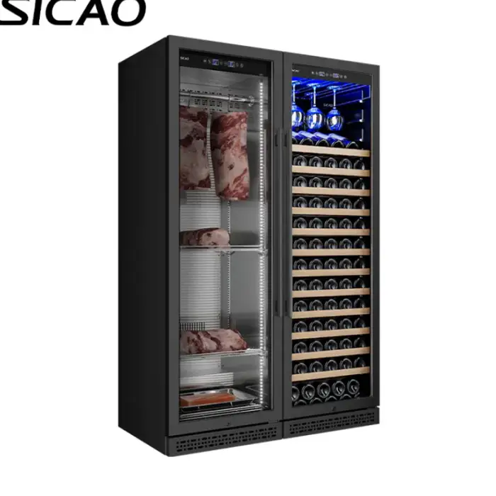 SICAO Beef Meat Ham Dry Dri Ager Aging Cabinet and Beverage Wine cooler Fridge Cabinet Refrigerator Cellar combination For home