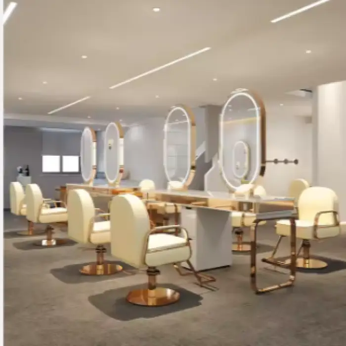 Modern Double side salon styling LED lighting gold  beauty mirror station for Hairdressing -Chairs Only SLD