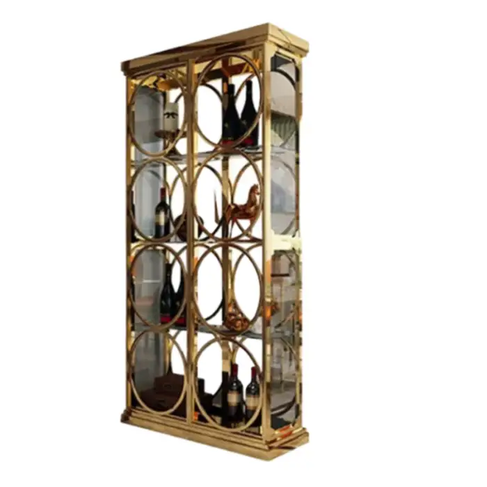 Luxury Wine Racks Shelves For Wine Wine Glass Display Cabinet Goods Shelf Hairline Bronze