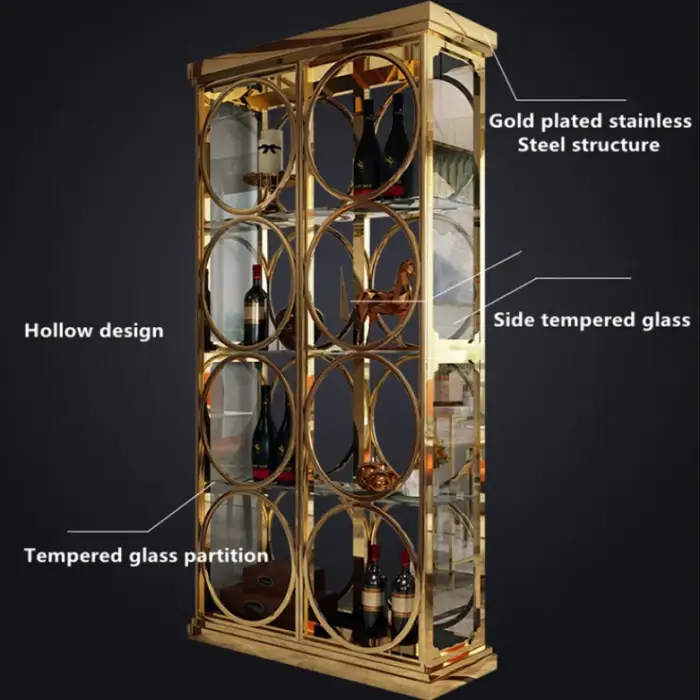 Luxury Wine Racks Shelves For Wine Wine Glass Display Cabinet Goods Shelf Hairline Bronze