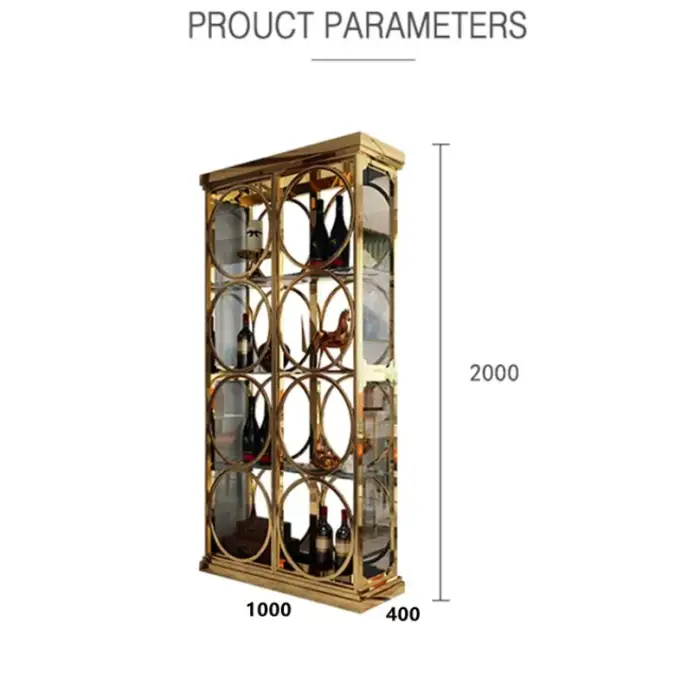 Luxury Wine Racks Shelves For Wine Wine Glass Display Cabinet Goods Shelf Hairline Bronze