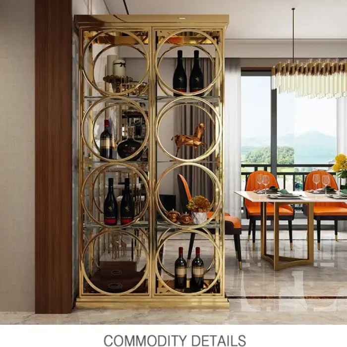 Luxury Wine Racks Shelves For Wine Wine Glass Display Cabinet Goods Shelf Hairline Bronze