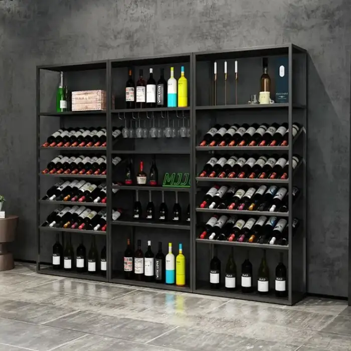 Wine Bottle Household Wine Rack Bar Floor Cabinet Storage Metal Shelf Black White Rack Stand For Wine Display