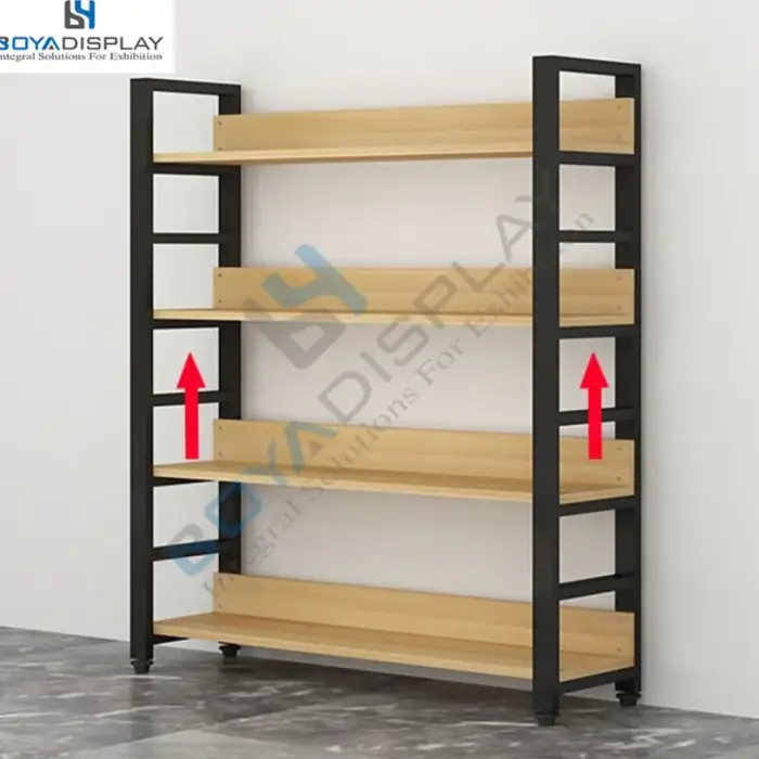 Library Wall Furniture Wooden Metal Book Shelf Bookcase Cabinet