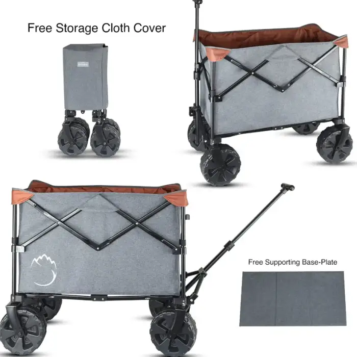 Collapsible Folding Wagon Cart Heavy Duty Shopping Cart Portable Sturdy Luggage Cart Folding Slim Easy for Storage