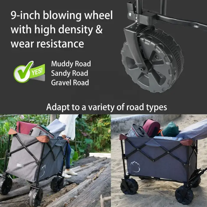 Collapsible Folding Wagon Cart Heavy Duty Shopping Cart Portable Sturdy Luggage Cart Folding Slim Easy for Storage