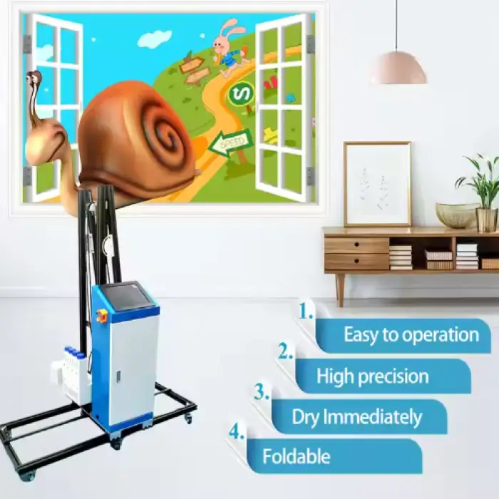 3D 5D 6D Effect Vertical Wall Art inkjet Printer Direct To Wall Painting Printing Machine Portable Automatic Move By Wheel