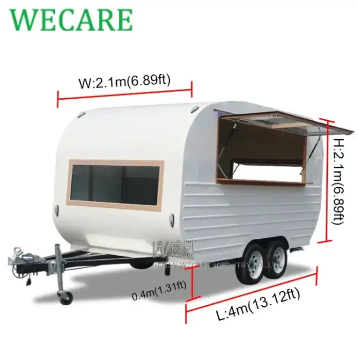 Wecare Mobile Cocktail Bar Trailer White Coffee Shop Pizza Dessert Cart Foodtruck Mobile Beer Drink Fast Food Truck