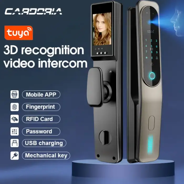 Automatic camera video lock with cat's eye monitoring smart lock household anti-theft doorbell