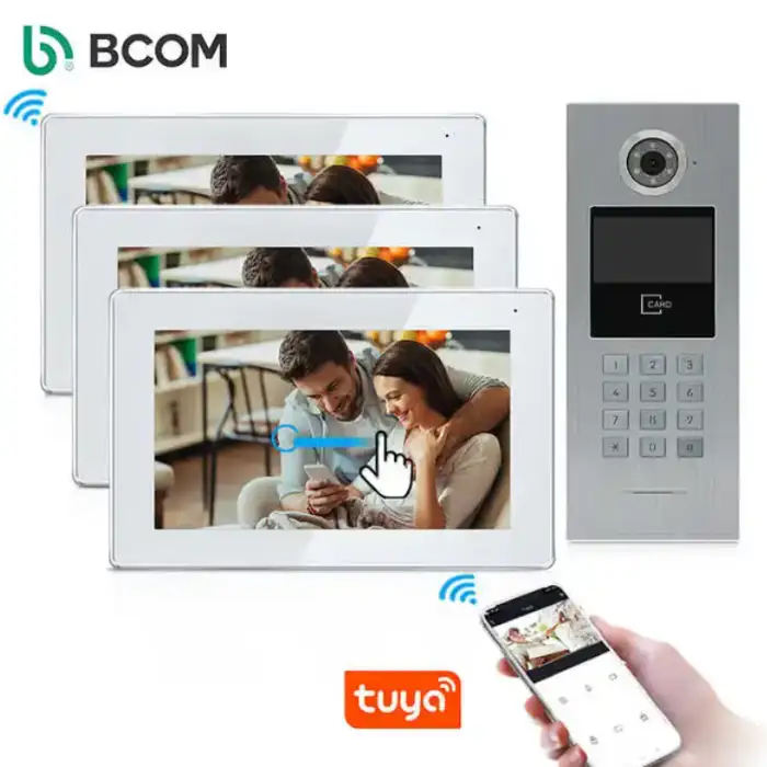 IP Multi Video Doorbell Intercom System Doorbell 7 Inch Color Video Door Phone For Families