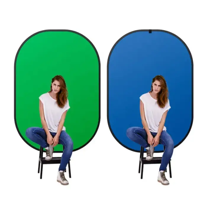 Takenoken Studio Live Stream 2 in 1 150x100cm Collapsible Green Blue Muslin Pop Up Oval Backdrop