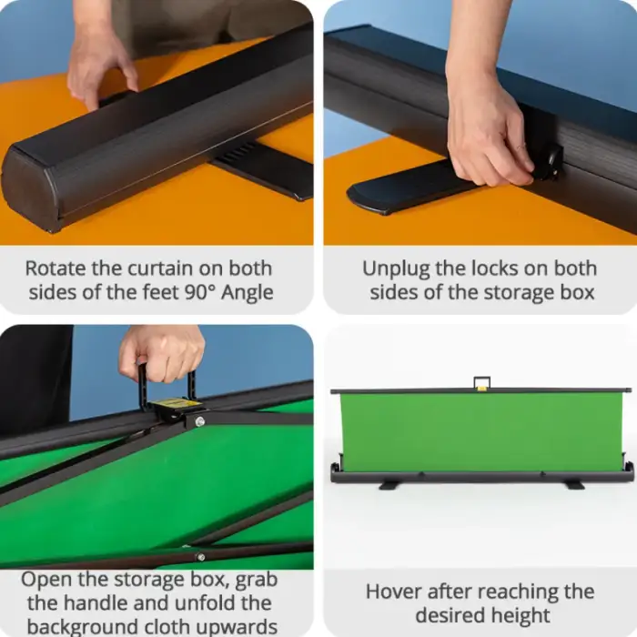 150x200cm Portable Green Screen with Live Green Screen Portable Stand Quick Installations
