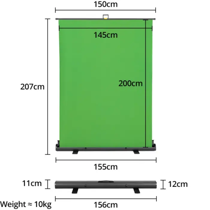 150x200cm Portable Green Screen with Live Green Screen Portable Stand Quick Installations