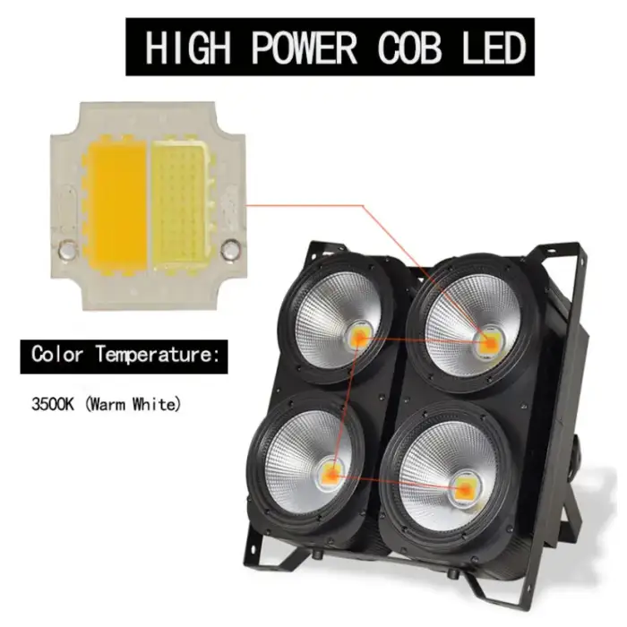 Studio Tv Film Dmx Strobe Cool White Audience COB Warm White 4x100 W 4 Eyes Cob LED  Audience Blinder Light