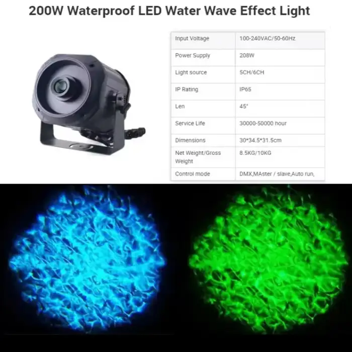 AOPU The Most Popular 200W Waterproof LED Water Wave Projector Effect Light LED Wall Washer For Aquarium Scenic