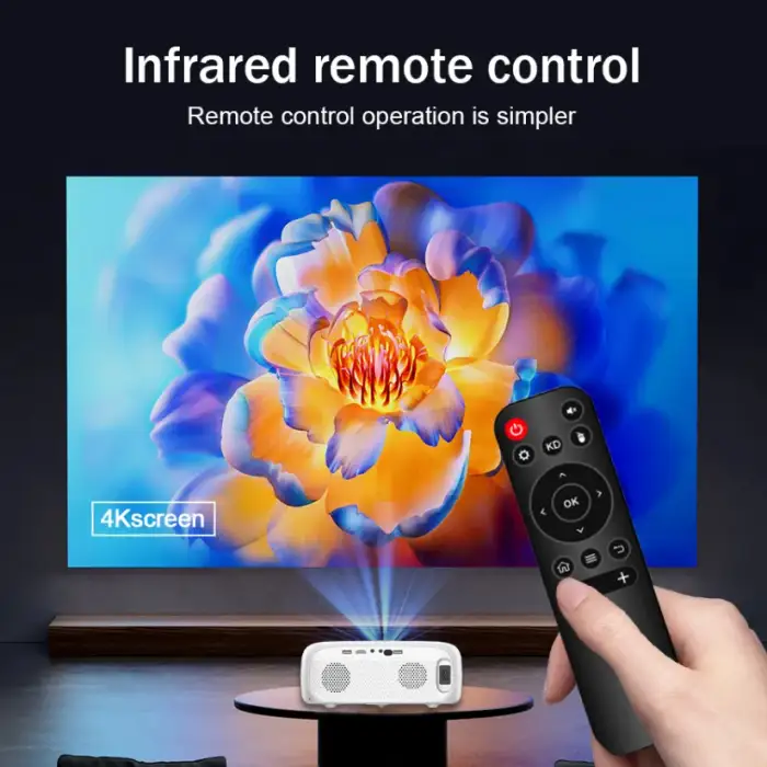 Mini Smart Android TV Projector 1080P 4K Supported, Auto Keystone 10000 Lumens Short Throw Seamless Streaming with Wifi 6