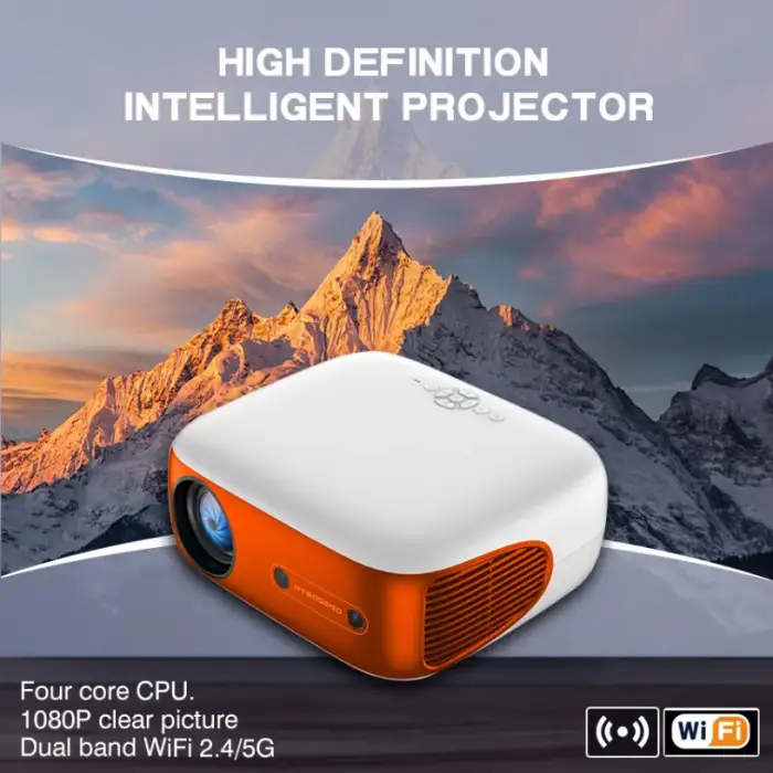 Mini Smart Android TV Projector 1080P 4K Supported, Auto Keystone 10000 Lumens Short Throw Seamless Streaming with Wifi 6