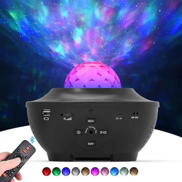 Smart Rotatable Baby 3D Starry Ocean Music Led Star Night Light Projector With Remote Control