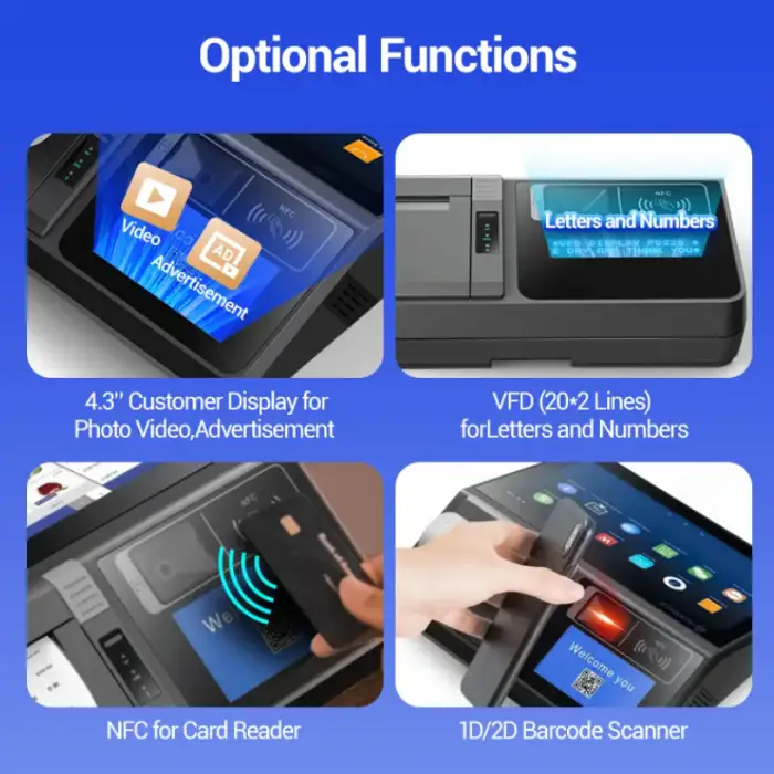 11.6 Inch Touch Screen POS Terminal Retail Shop Mini Desktop All in One POS Android Order Tablet NFC Reader