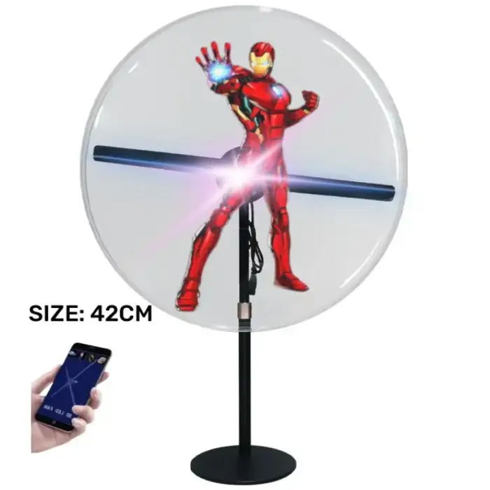 Portable Screen 3D Holographic Projector Mobile App Advertising Machine Angle Adjusted Fan