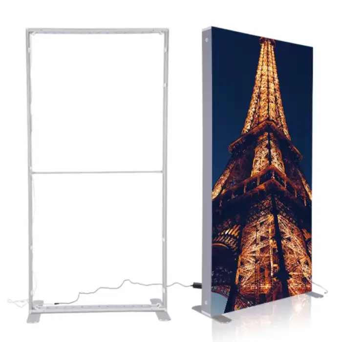 Custom graphic display stand advertising light box, LED panel display for advertising booth