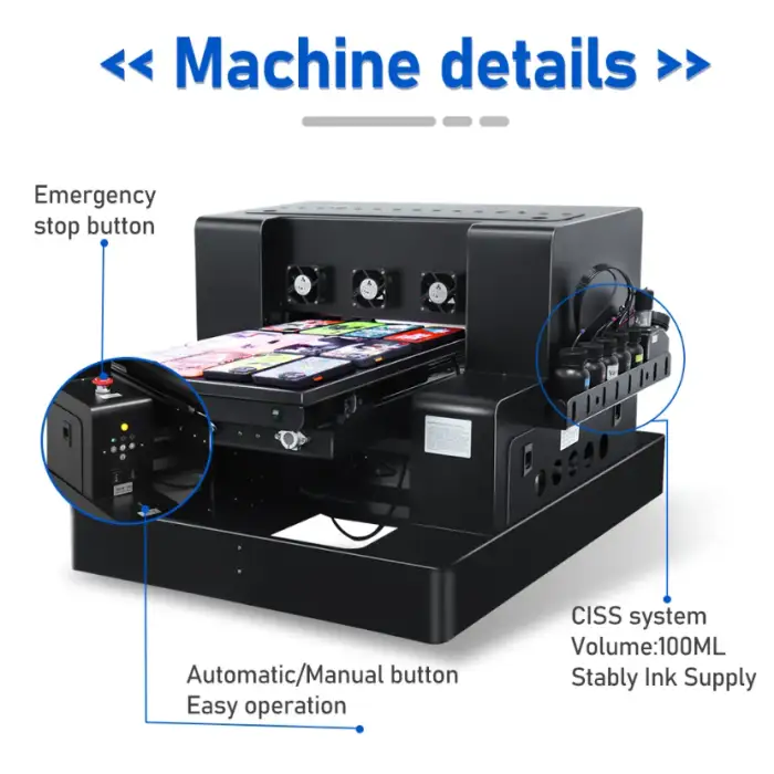 A3 Size 3250 Multifunction Mini UV Printer For Plastic Phone Case Wood Bottle Acrylic Metal Cylinder