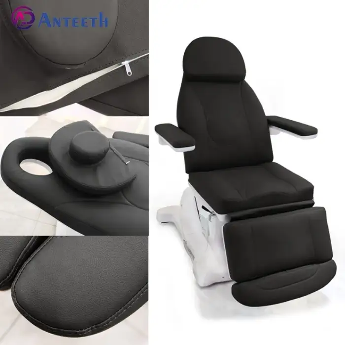 Luxury Electronic Rotating Medical Spa Chair - 3/4 Motor Black Electric Beauty Bed for Massage &amp; Facial Therapy