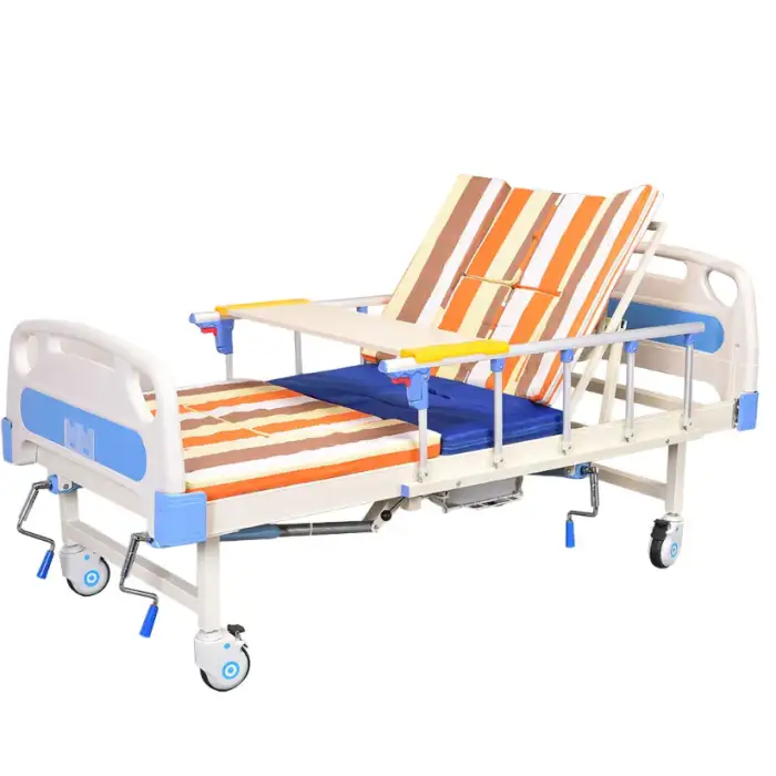 Hospital Equipment – Multi-Function Manual Adjustable Nursing Medical Bed with Toilet