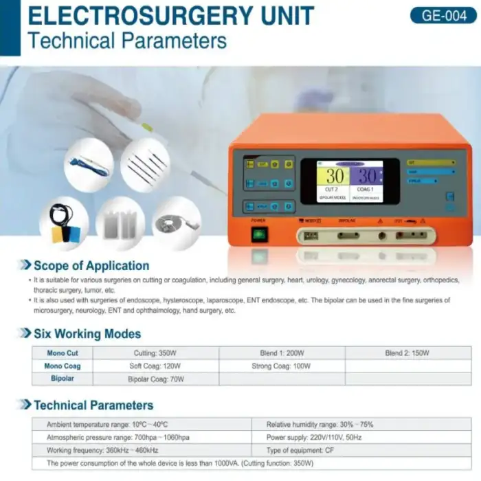 Electrosurgical cautery machine diathermy electrosurgical cautery unit bipolar monopolar