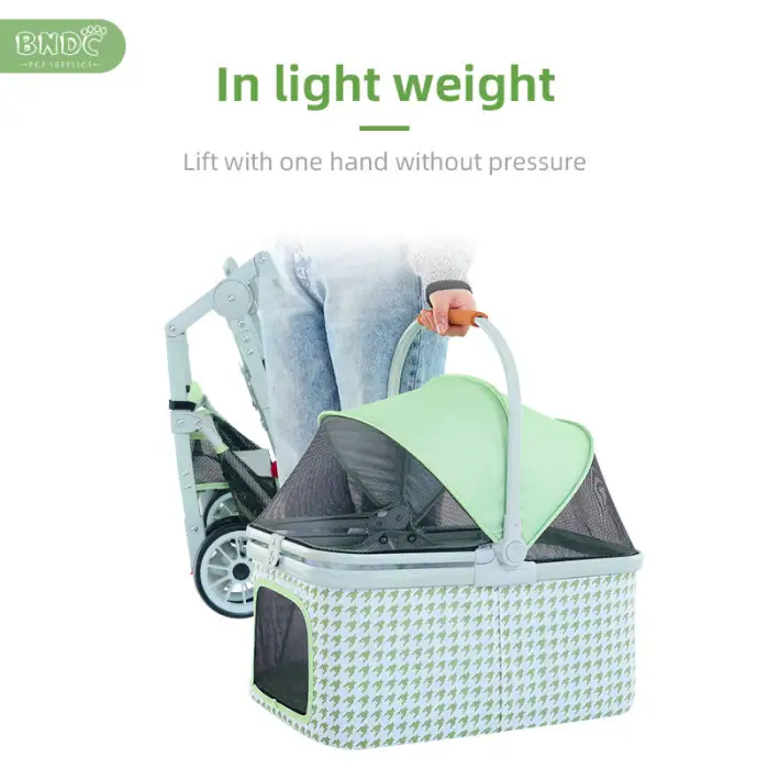 Luxury Pet Stroller with Shade Canopy and Storage Basket