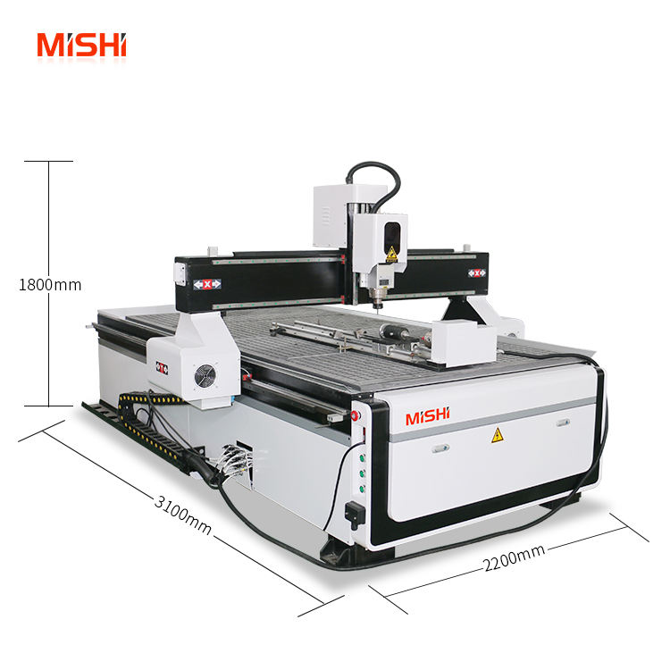 Wood engraving 6KW air-cooling spindle Four axis rotation cutting single head 3d cnc router machine