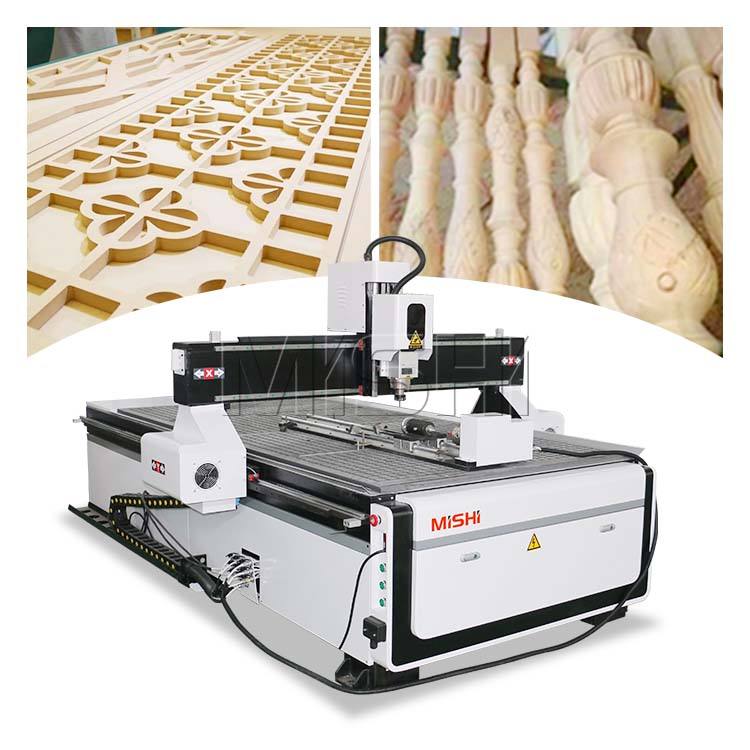 Wood engraving 6KW air-cooling spindle Four axis rotation cutting single head 3d cnc router machine