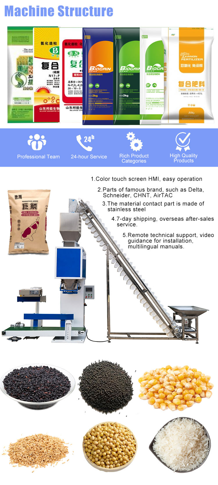 5kg 10kg 50kg automatic bag packing machine