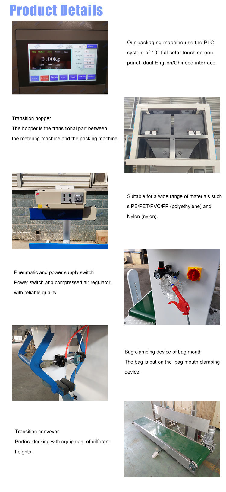 5kg 10kg 50kg automatic bag packing machine