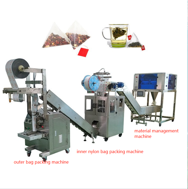 Automatic Nylon Triangle Tea Bag Packing Machine Double Chamber Small Non Woven Tea Bag Filling Ultrasonic Sealing Machine