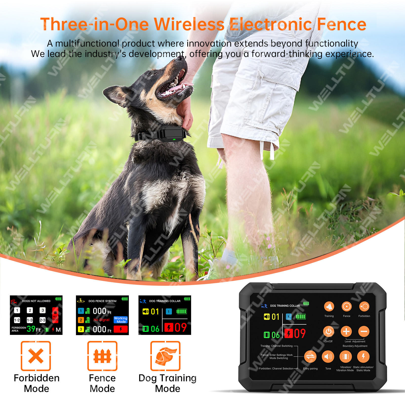 Patented  10-120 FT Electric Dog Collar Fence System Indoor Outdoor Wireless Dog Fence Shock Pet Training Supplies