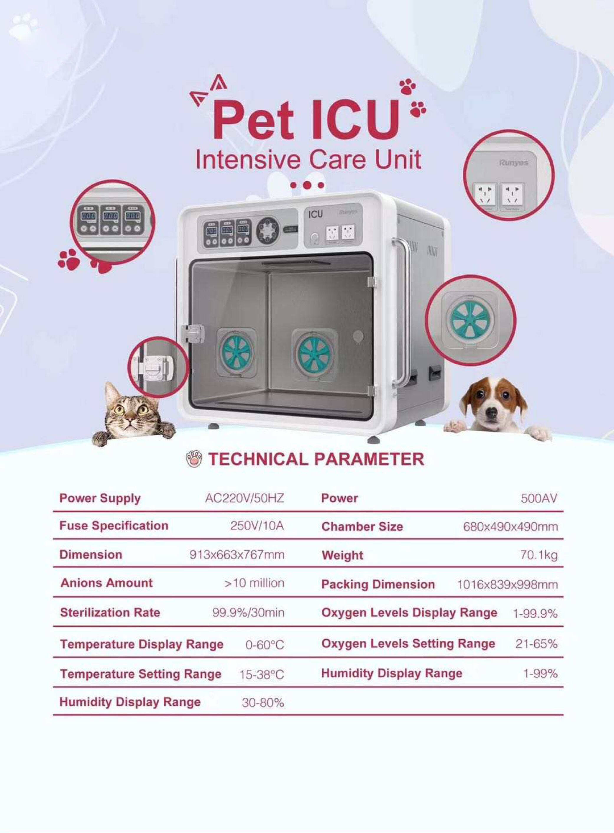 Veterinary ICU Pet Incubator Vet Intensive Care Unit for Pet Dog Puppy