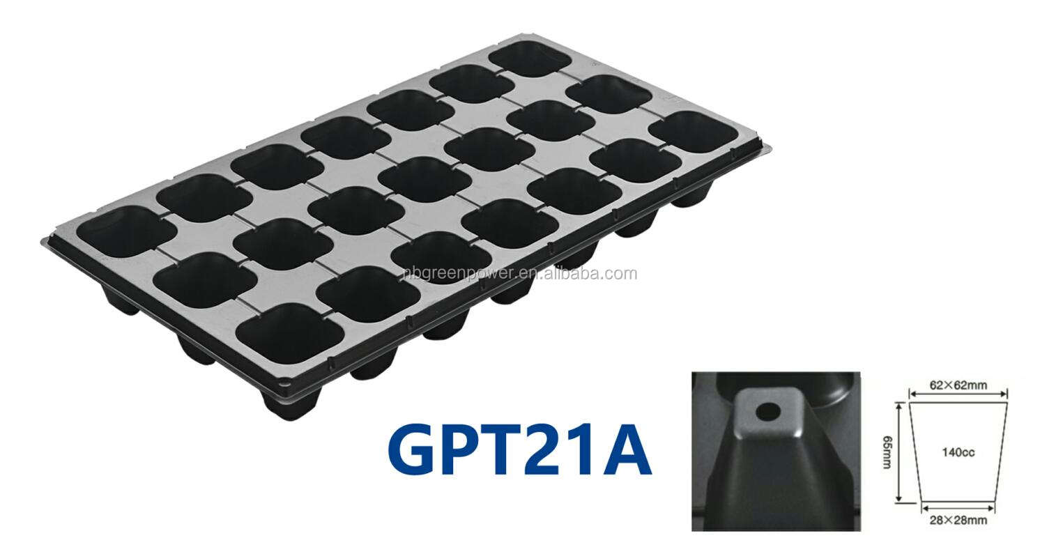 21 Cells Plant Nursery Use Reusable Plastic Seed Grow Tray with Holes